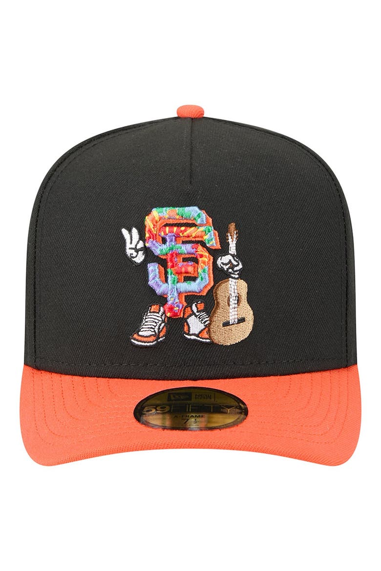Men's New Era Black/Orange San Francisco Giants Cartoon A-Frame 59FIFTY Fitted Hat, Alternate, color, Black