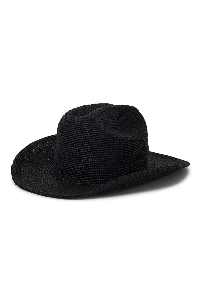 Odessa Packable Straw Cowboy Hat, Main, color, BLACK