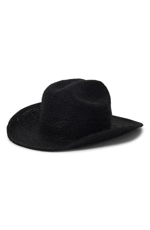 Brixton Odessa Packable Straw Cowboy Hat in Black at Nordstrom, Size Medium/large