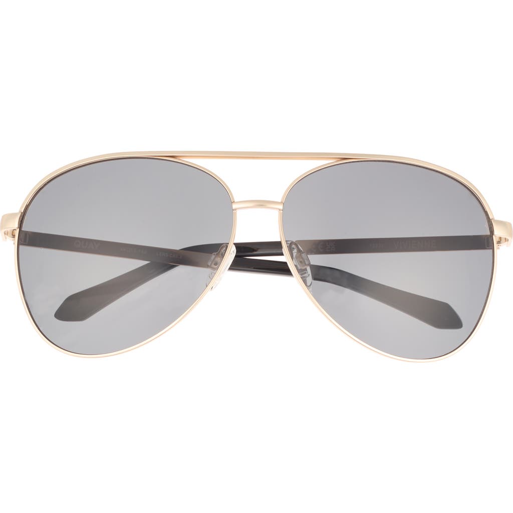 Quay Australia Vivienne 64mm Aviator Sunglasses in Gold /Smoke Lens at Nordstrom Rack