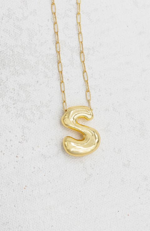 Small Paperclip Necklace with Gold Letter Charm