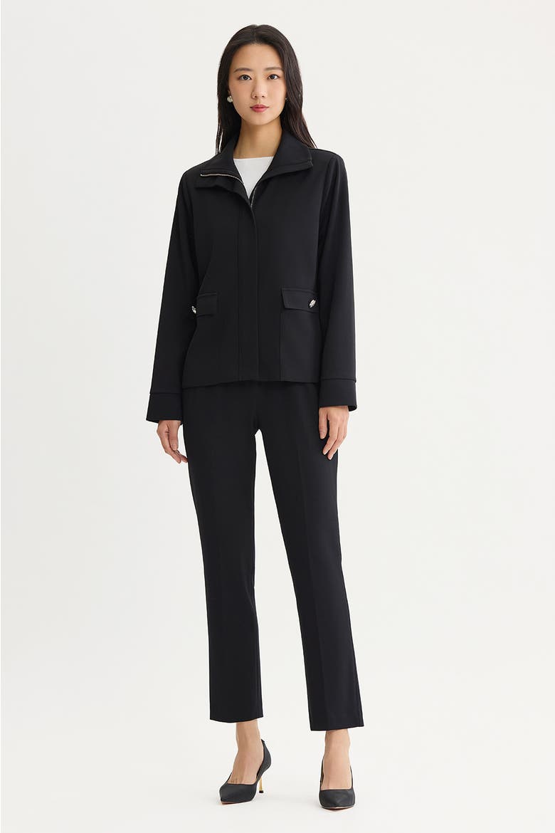 Stretch Deco Crepe Sport Jacket, Alternate, color, Black