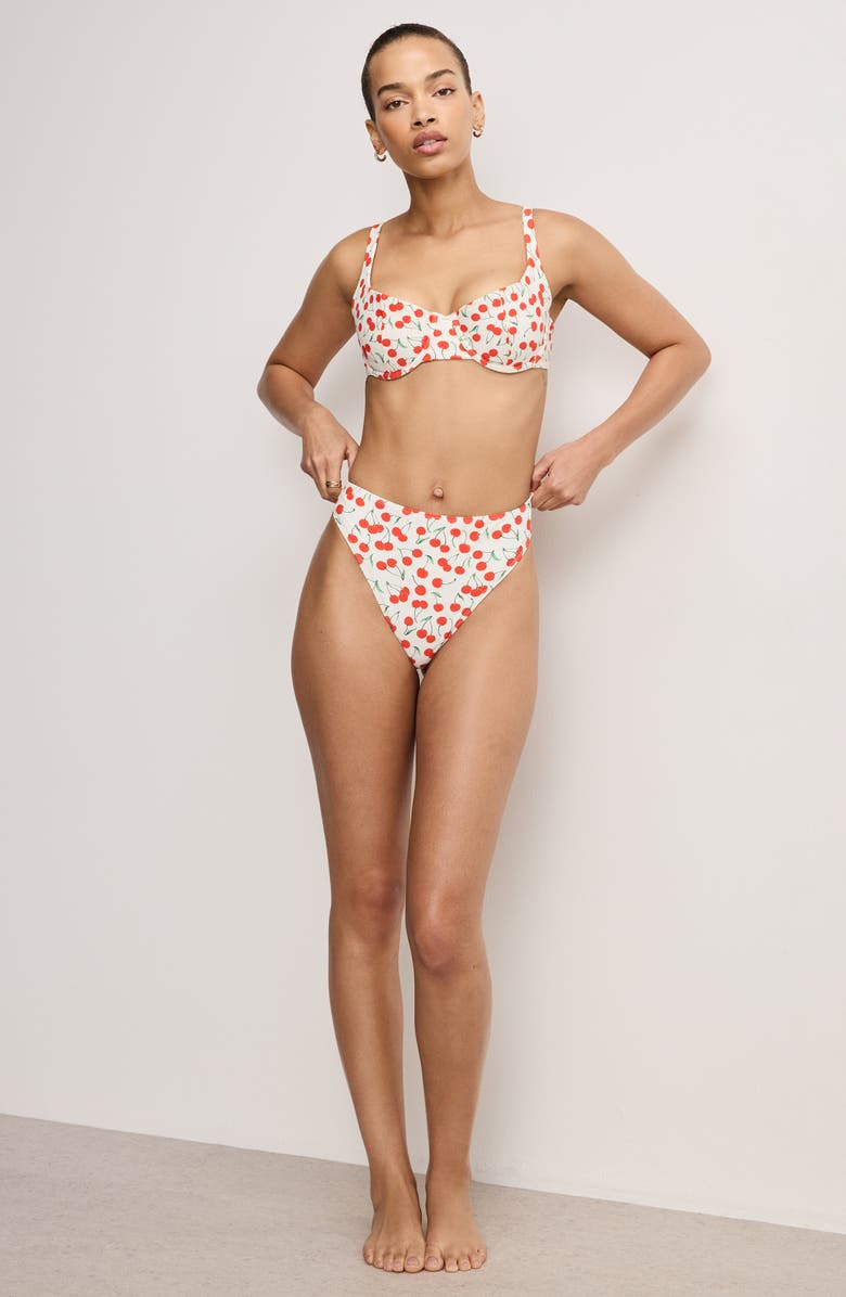 Good American Cherry Underwire Bikini Top, Alternate, color, Snow Cherries 04
