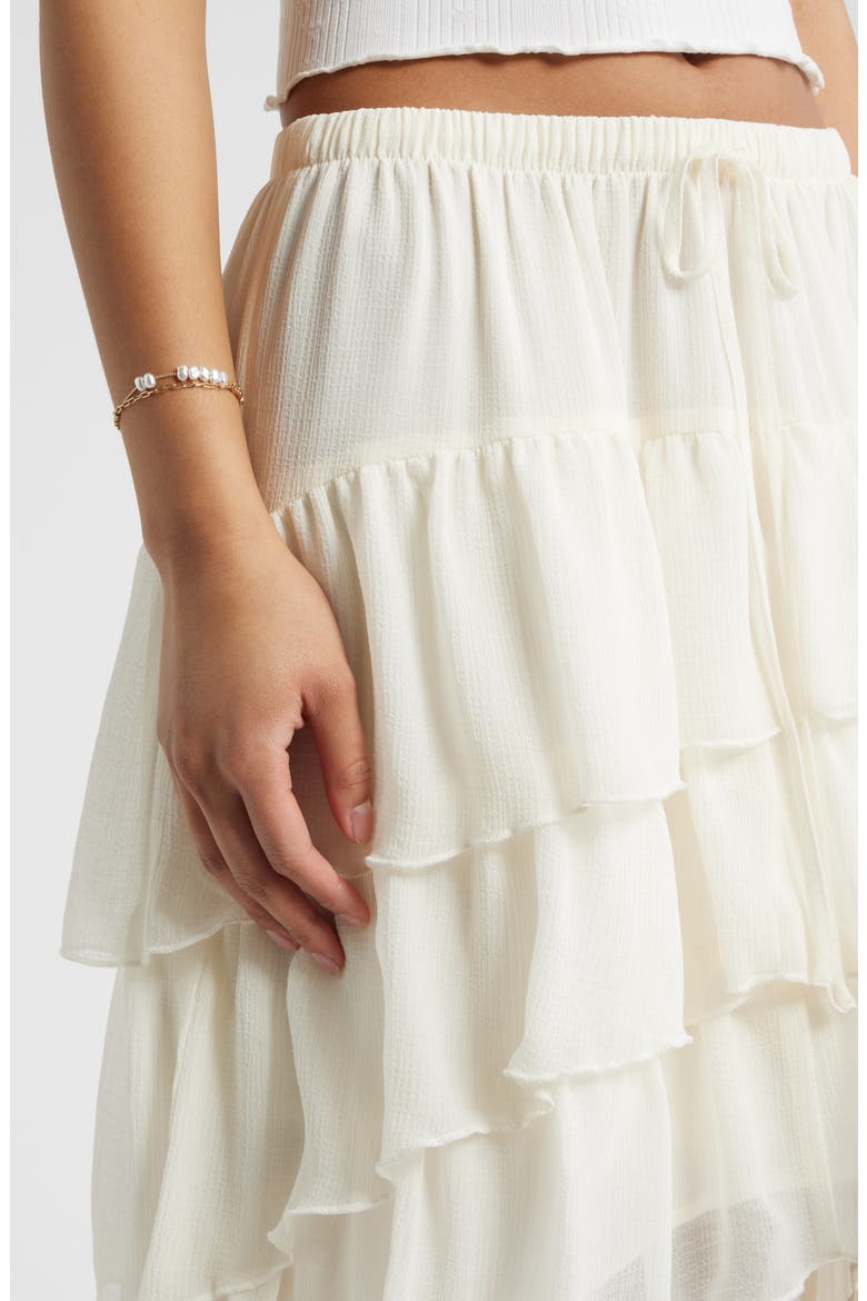 Tiered High-Low Maxi Skirt, Alternate, color, IVORY