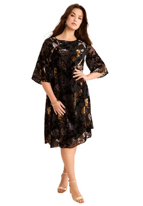 Velvet Burnout Swing Dress (plus)