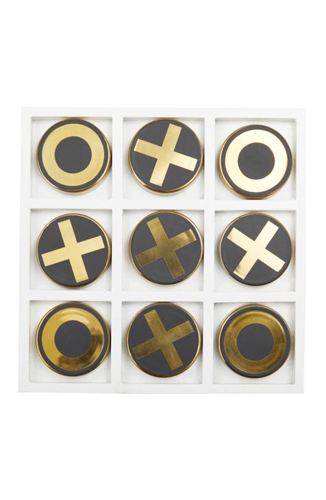 Goldtone Stainless Steel Modern Game Set