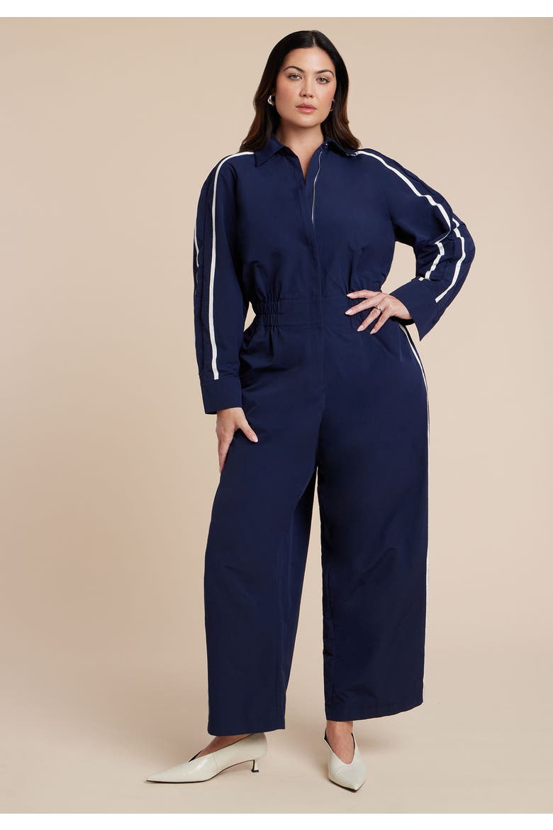 Track Detail Jumpsuit, Alternate, color, MARITIME BLUE