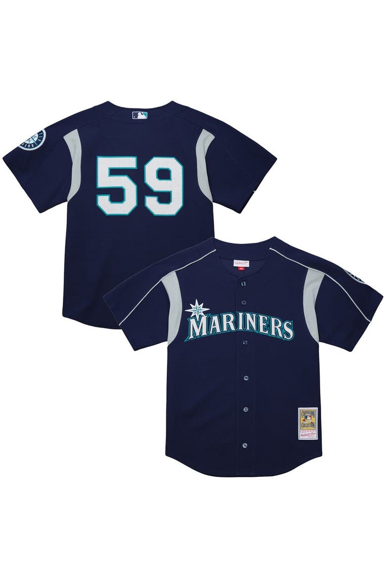 Men's Mitchell & Ness Felix Hernandez Navy Seattle Mariners Cooperstown Collection Batting Practice Jersey, Main, color, Navy
