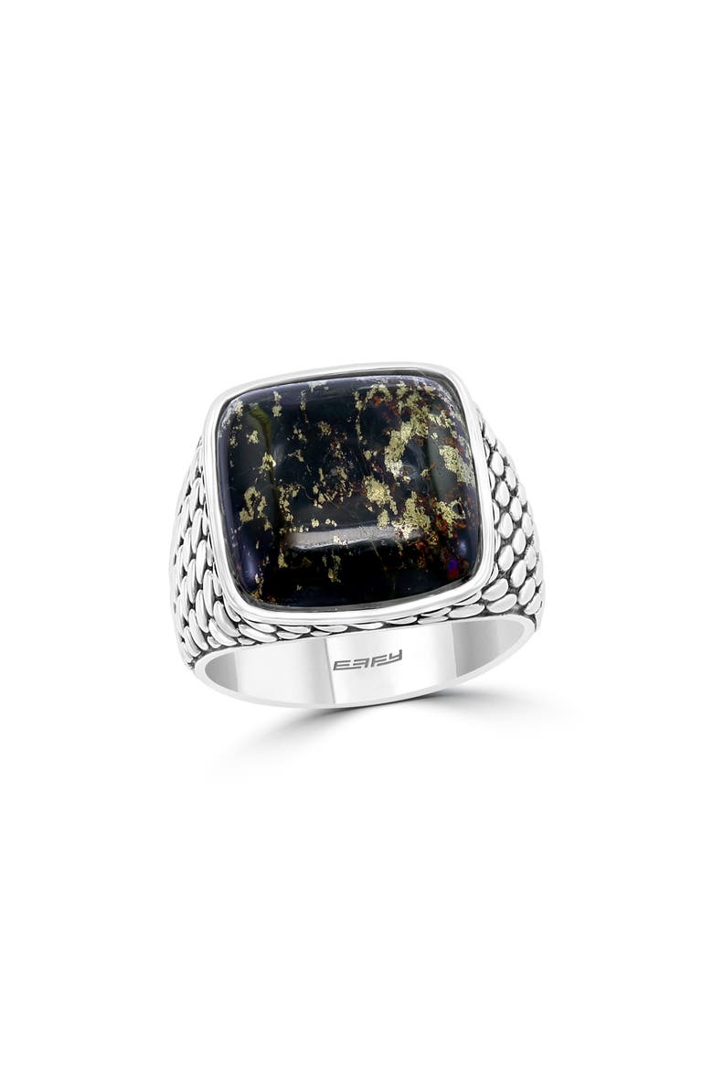 Men's Apache Signet Ring, Main, color, BLACK/ SILVER