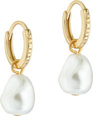 Ted Baker London Periaa Imitation Pearl Drop Huggie Hoop Earrings