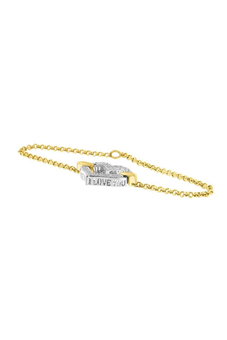 10K Two Tone Gold 1/4 Cttw Diamond Encrusted Heart Charm Bracelet, Alternate, color, Yellow