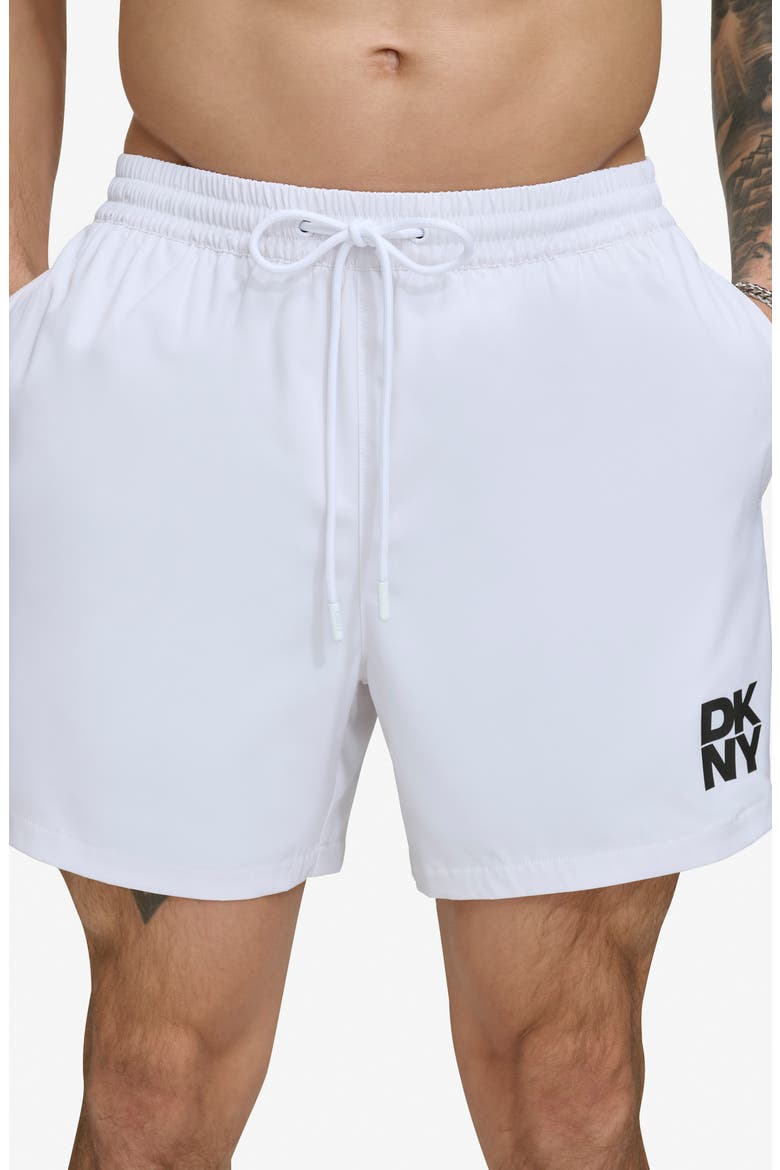 Modern Paisley Swim Trunks, Main, color, WHITE
