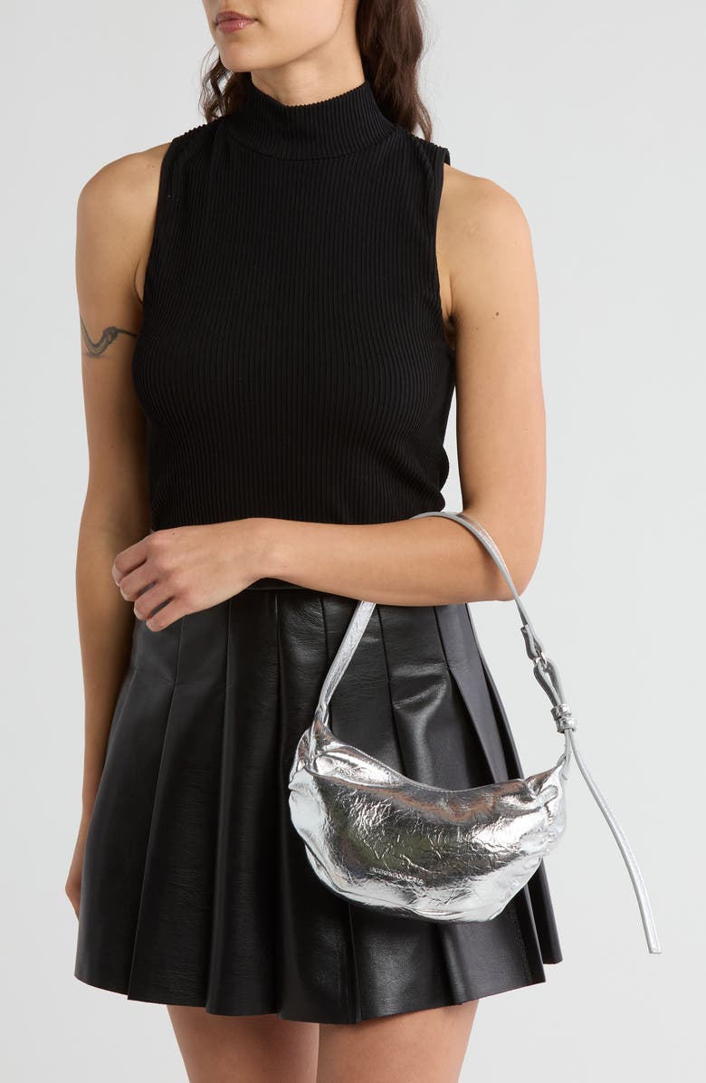 BCBG Small Pleated Metallic Hobo Bag, Alternate, color,