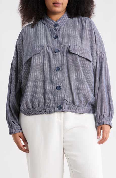 MAX STUDIO Stripe Button Front Jacket