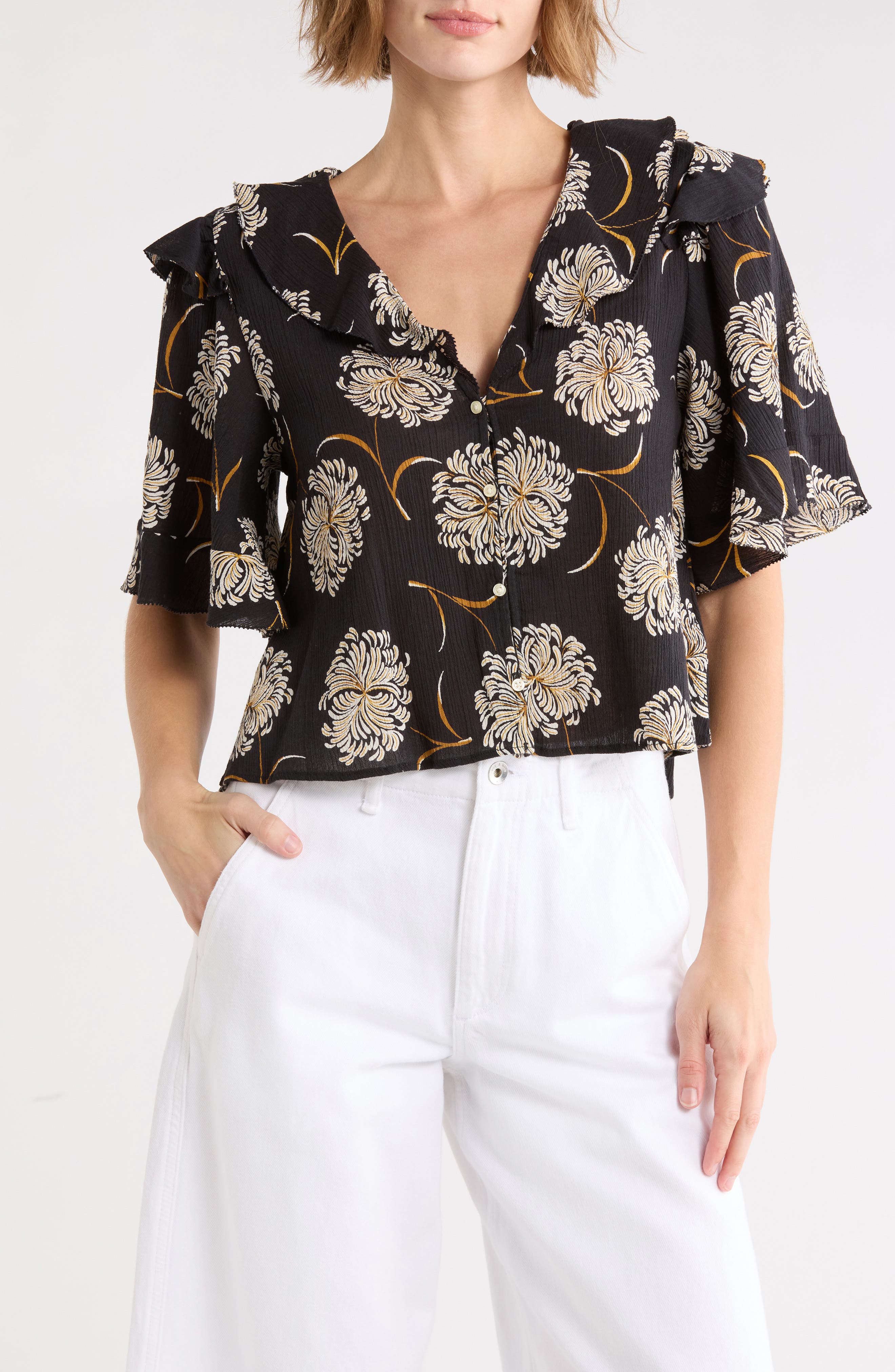 The Bower Ruffle Collar Cotton Top