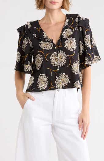 The Bower Ruffle Collar Cotton Top