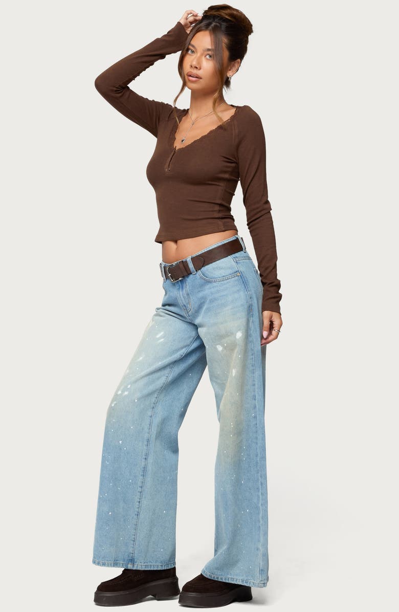 EDIKTED Shanah Lacy Henley, Alternate, color, Brown