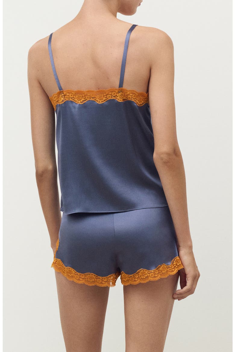 Contrast Lace Silk Camisole, Alternate, color, INK BLUE
