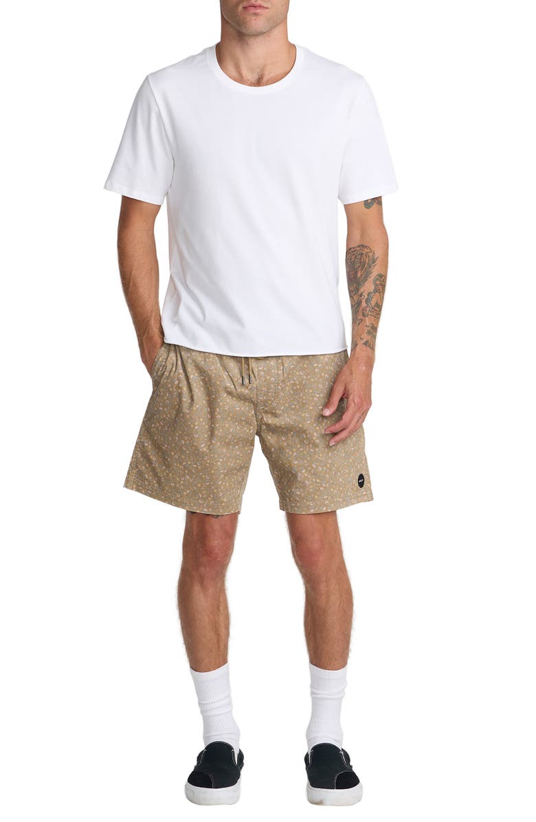 RVCA Escape Elastic Cord II Floral Corduroy Shorts, Alternate, color, Coyote