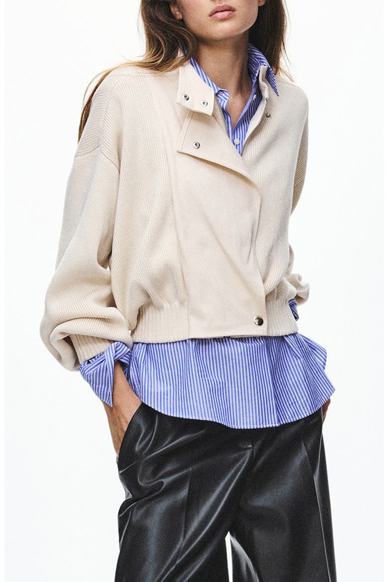 Knit Moto Jacket, Main, color, ECRU