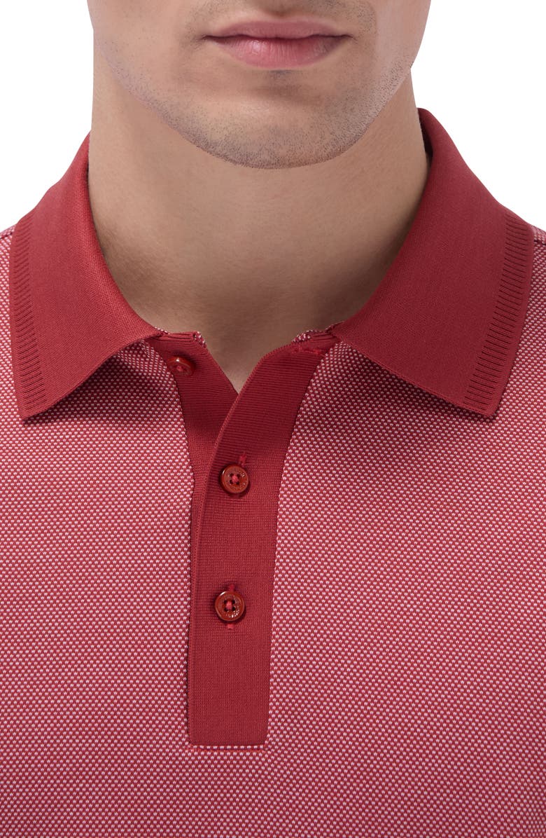 Bugatchi Tipped Cotton Piqué Polo, Alternate, color, Brick