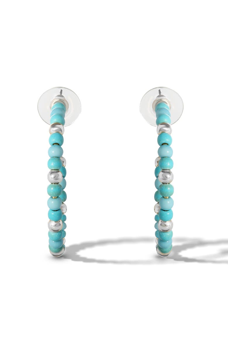 Jessica Simpson Turquoise Bead Hoop Earrings, Gold Or Silver Tone, Alternate, color, Gold, Silver, Turquoise