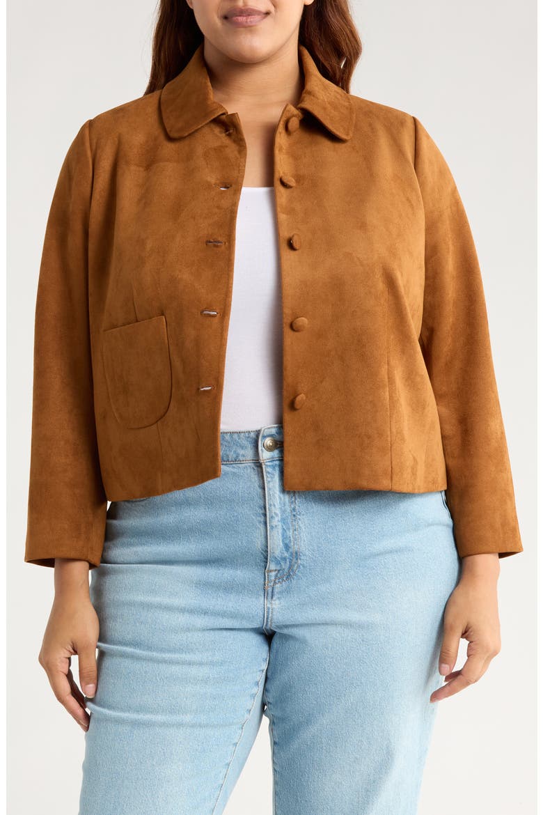 Faux Suede Shirt Jacket, Main, color, MOCHA