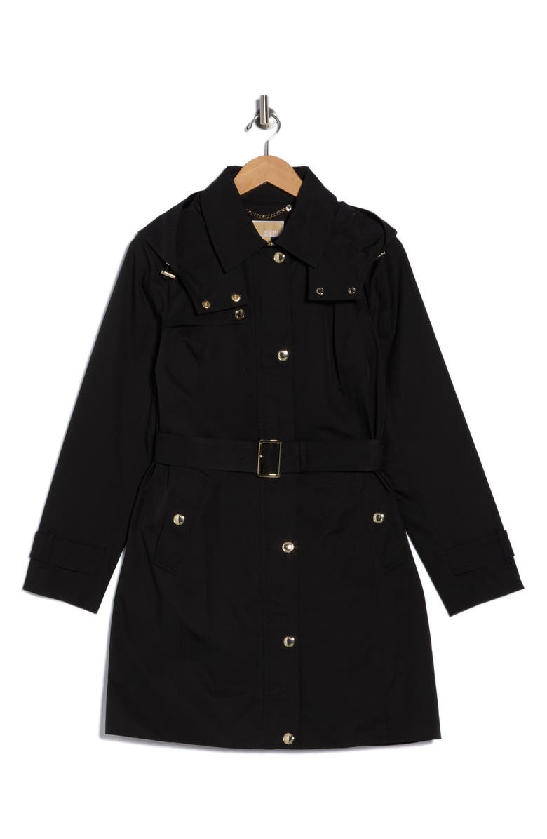 Michael Kors Water Resistant Belted Trench Coat, Alternate, color, Black