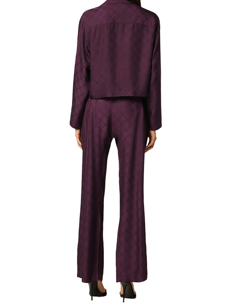 Kiki De Montparnasse Cropped Handcuff Jacquard Pajama Top In Cassis