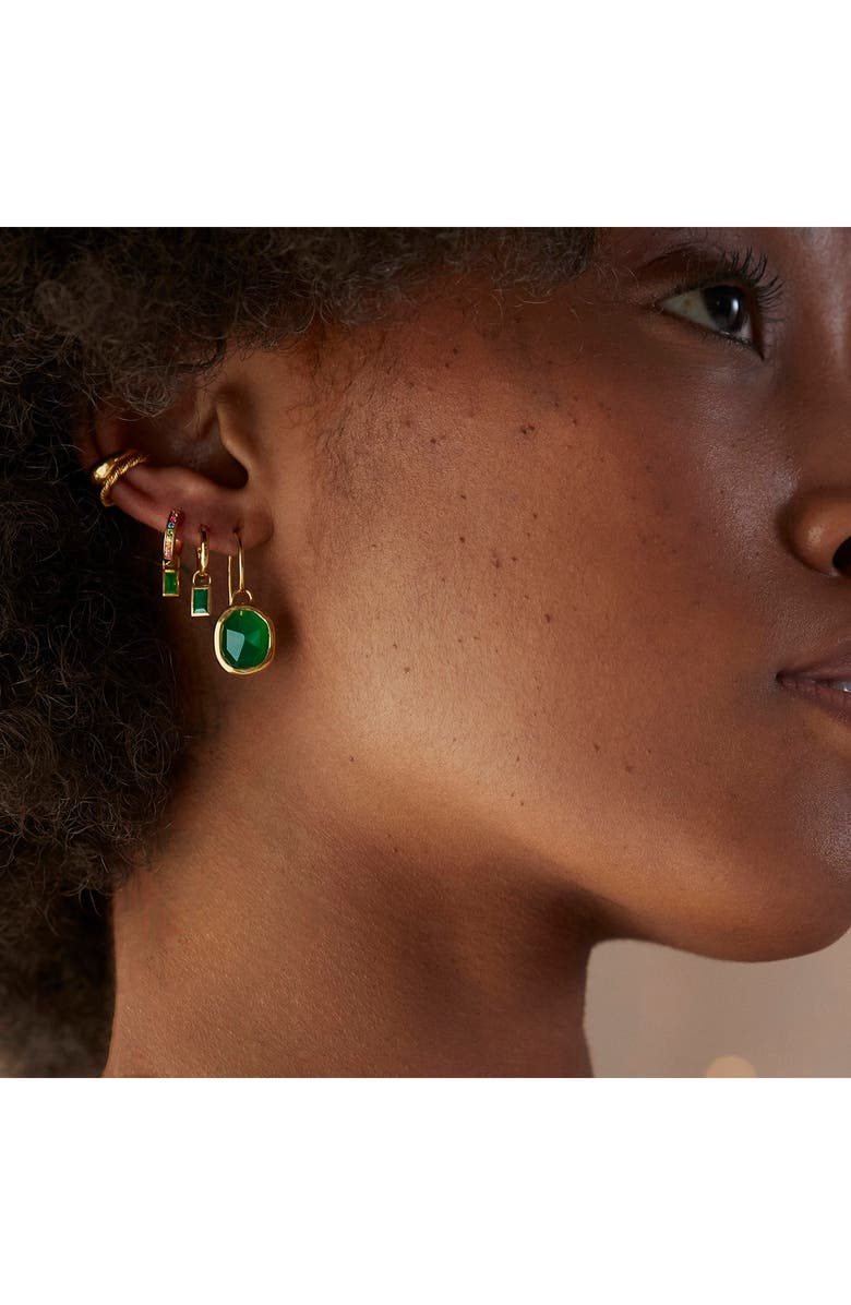Monica Vinader Siren Bezel Set Drop Earrings, Alternate, color, Gold/ Green Onyx