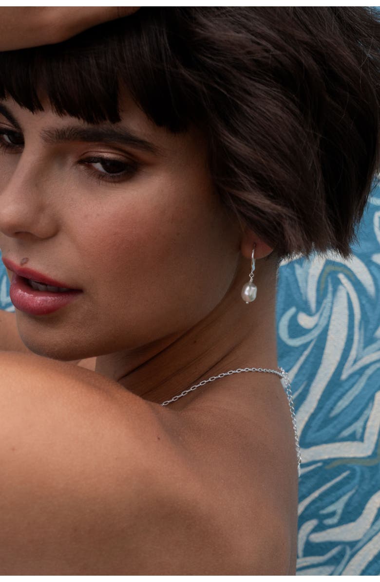 Dower & Hall White Baroque Pearl Earrings, Alternate, color, Sterling Silver