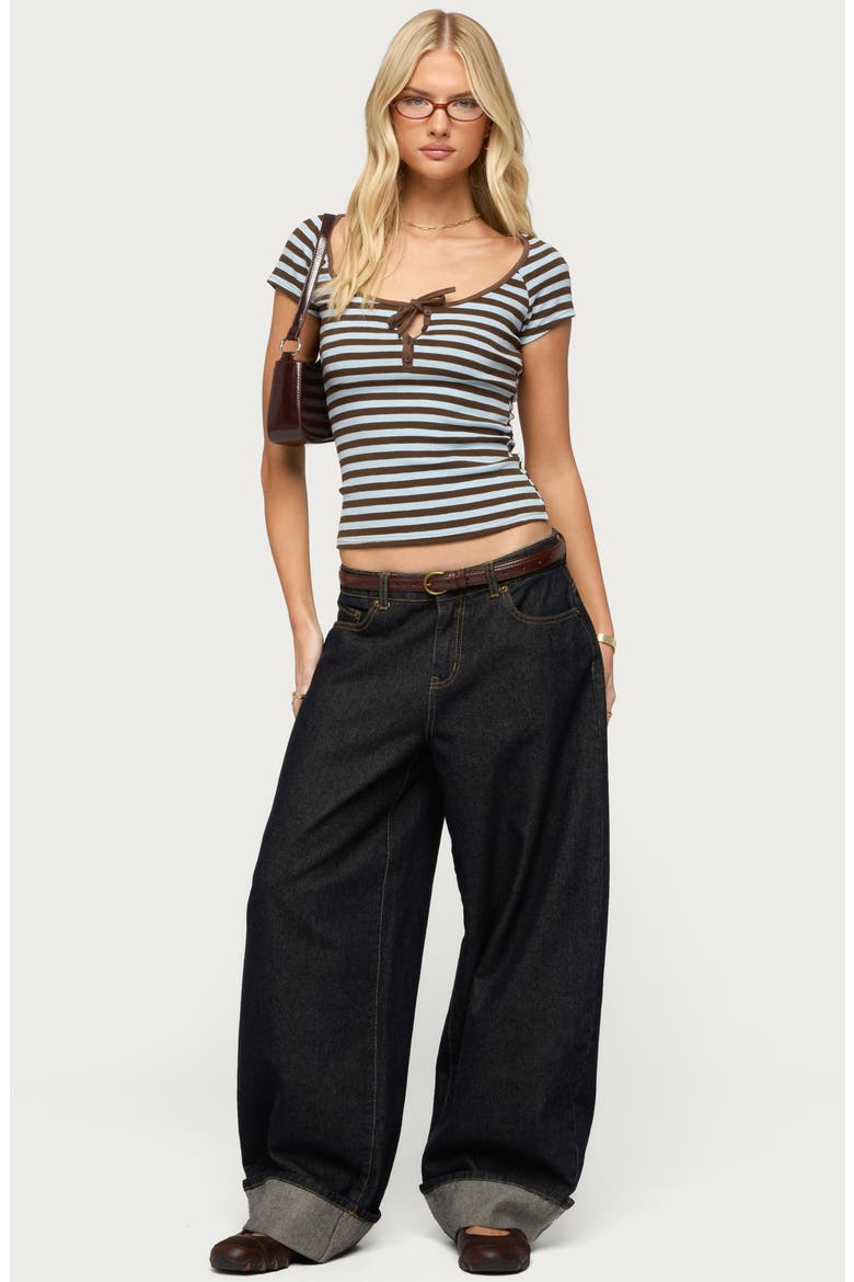 Emberly Stripe Raglan Crop Top, Alternate, color, LIGHT-BLUE