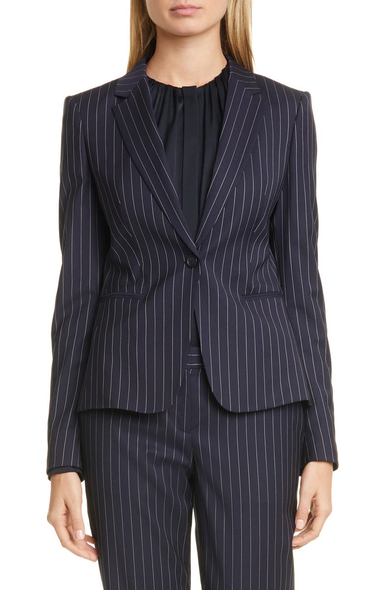 BOSS Jaxtina Stretch Wool Pinstripe Jacket, Main, color,