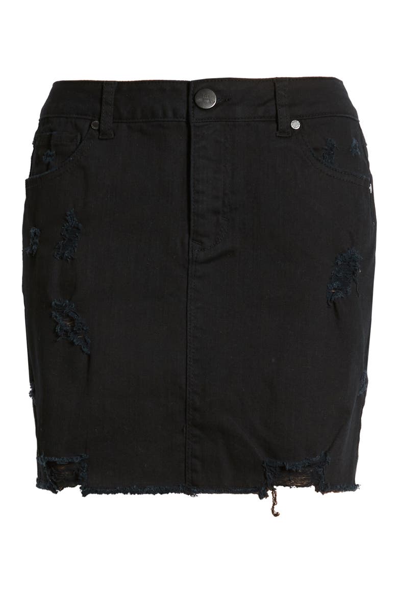 Distressed Denim Miniskirt, Alternate, color, DARIA