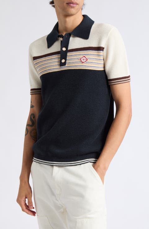 Café Stripe Cotton & Wool Polo