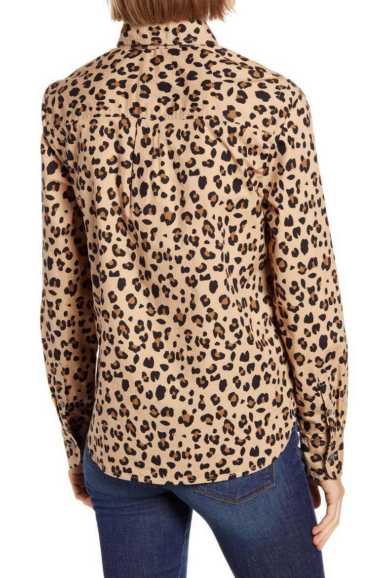 Print Cotton Poplin Popover Top (Nordstrom Exclusive), Alternate, color, MOD CAMEL