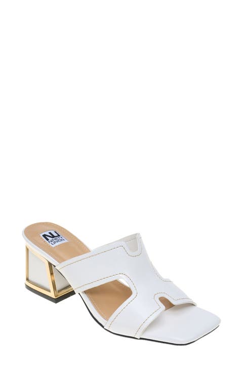 Bright Block Heel Slide Sandal