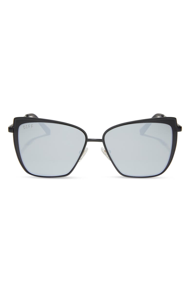 DIFF 58mm Cat Eye Sunglasses, Main, color, Matte Black