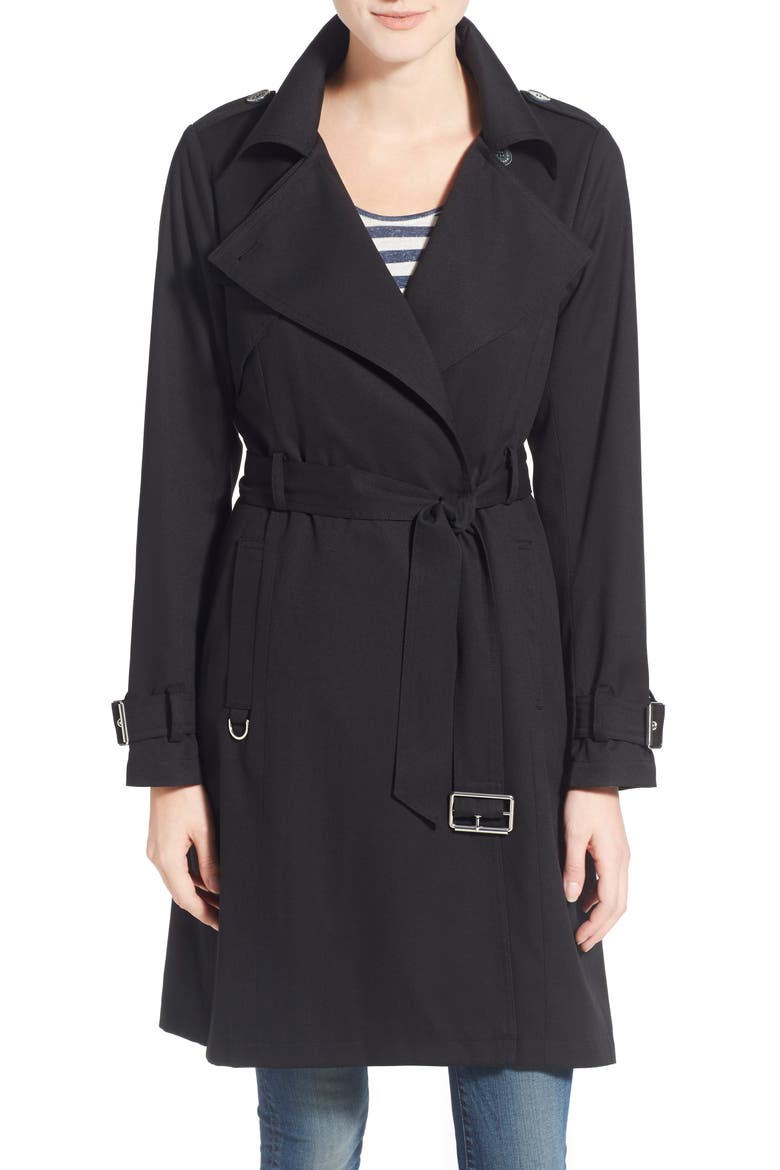 Twill Trench Coat, Main, color, BLACK