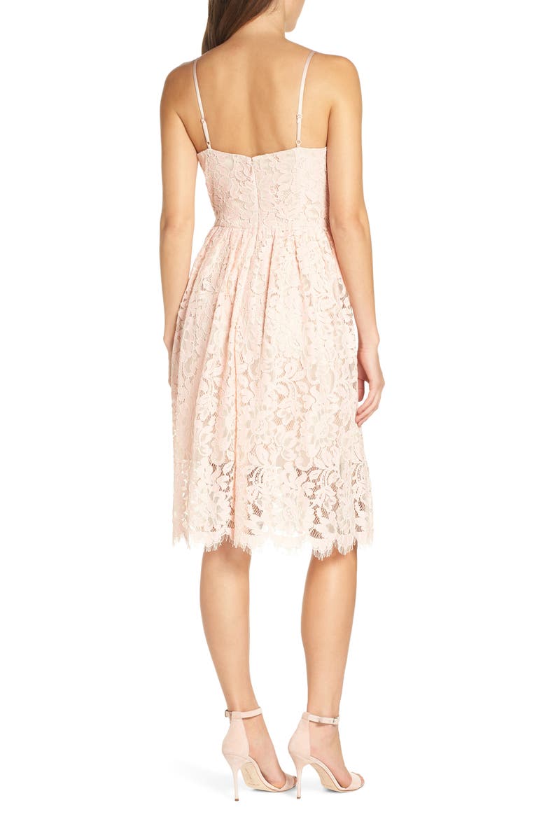 Lace Fit & Flare Dress, Alternate, color, BLUSH