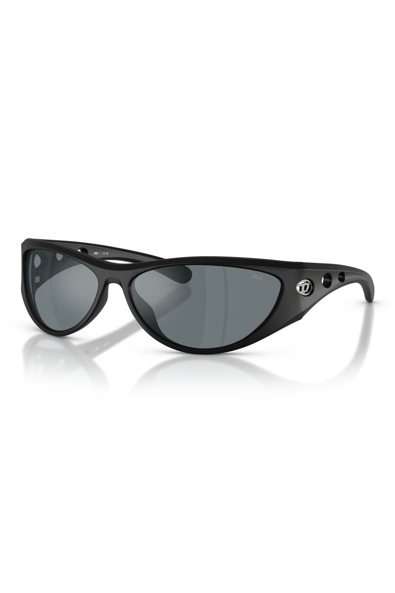 63mm Oversize Cat Eye Sunglasses, Alternate, color, MATTE BLACK/ BLACK MIRROR