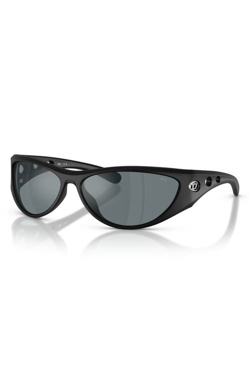 Diesel ® 63mm Oversize Cat Eye Sunglasses In Matte Black/black Mirror