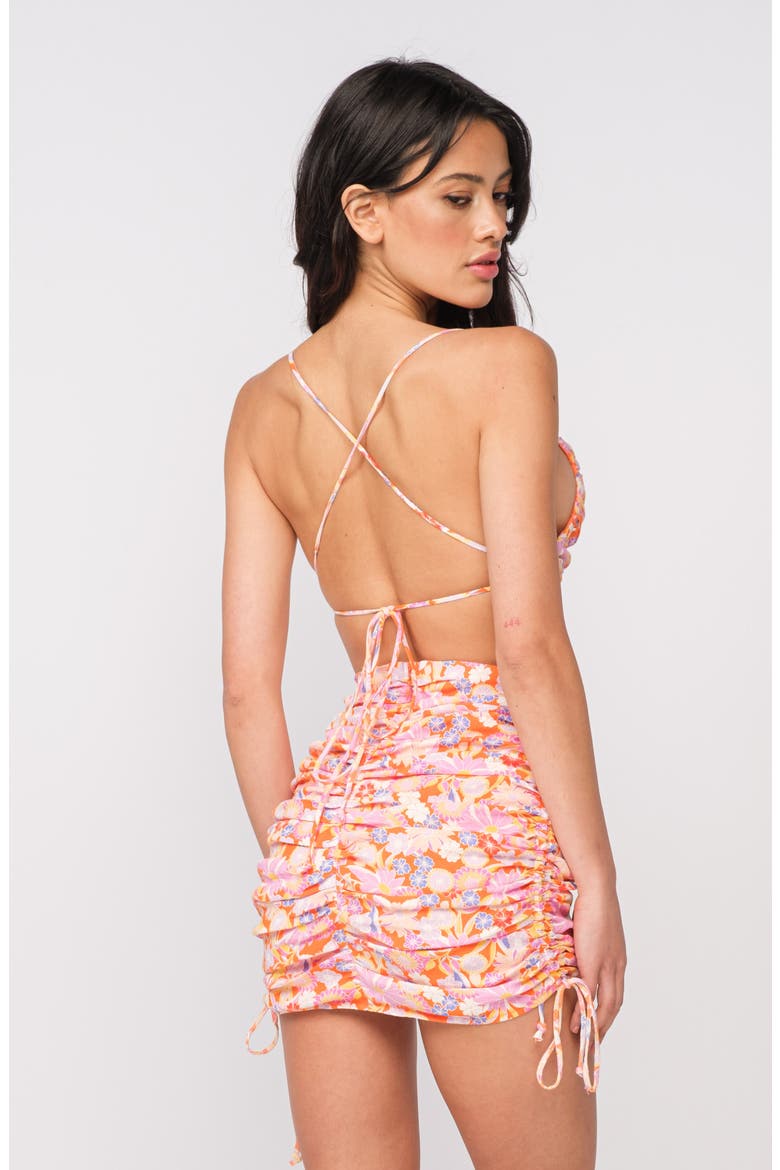 Open Back Ruched Minidress, Alternate, color, ORANGE