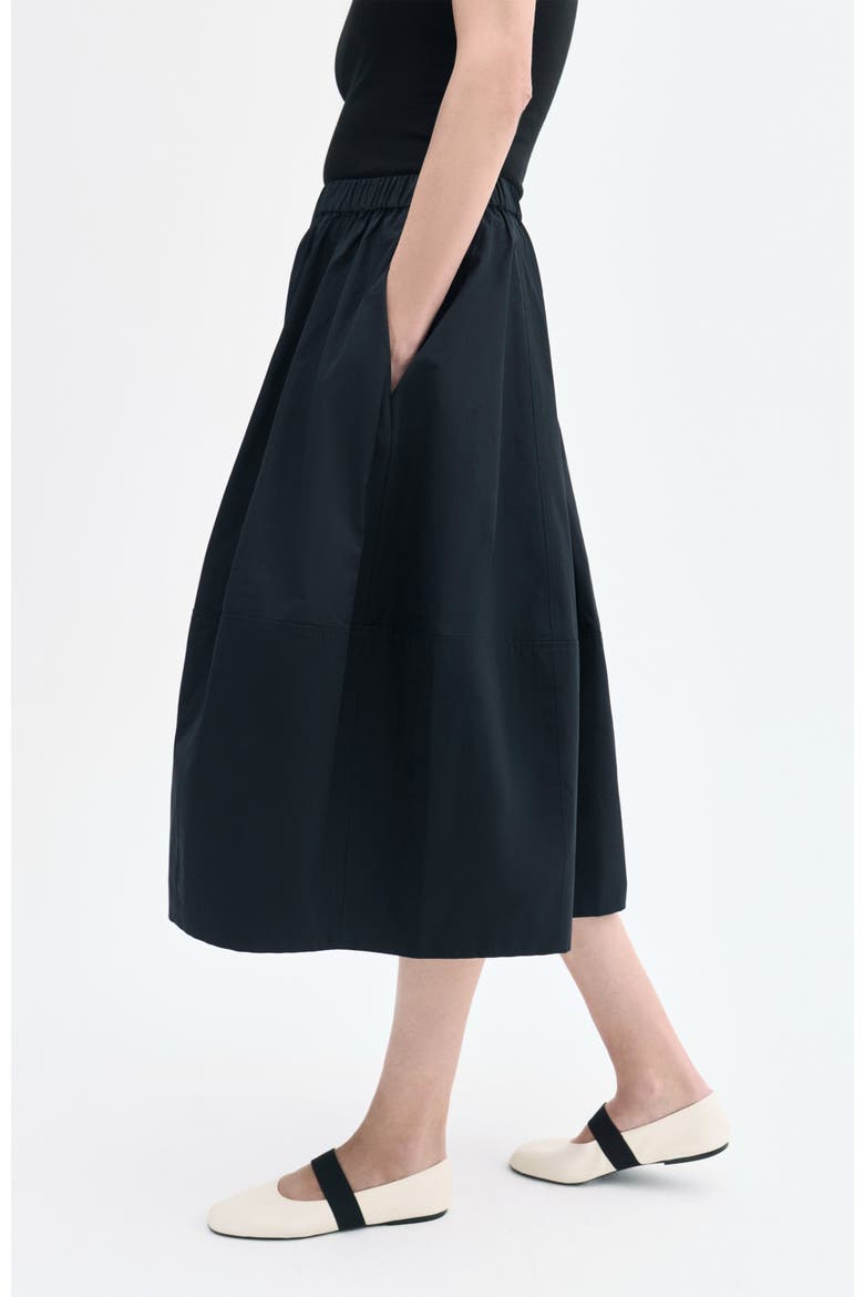 Full Skirt in Cotton Poplin, Alternate, color, Black