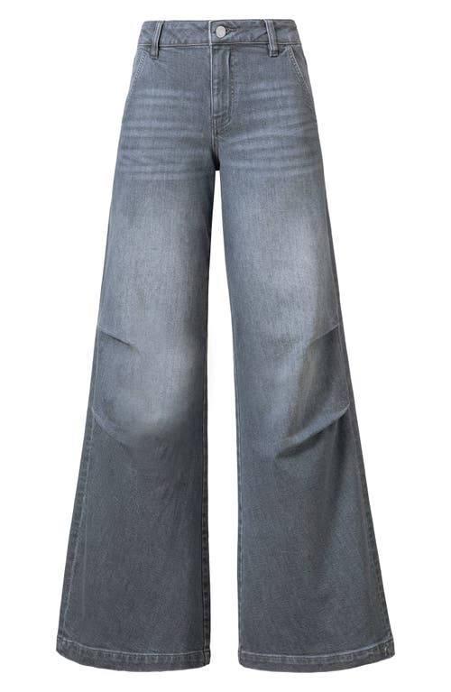 Bayeas Slant Pocket Mid Rise Wide Leg Jeans In Gray