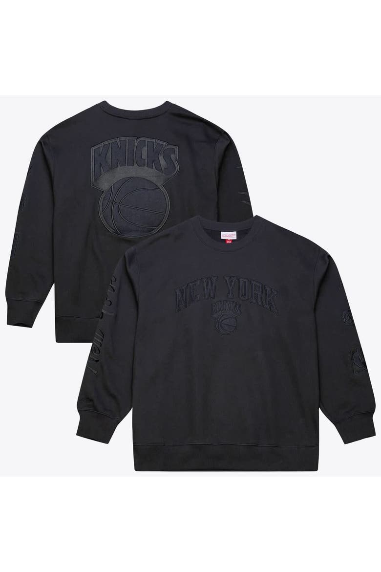 Men's Mitchell & Ness Black New York Knicks Phantom Fleece Sweatshirt, Main, color, Black