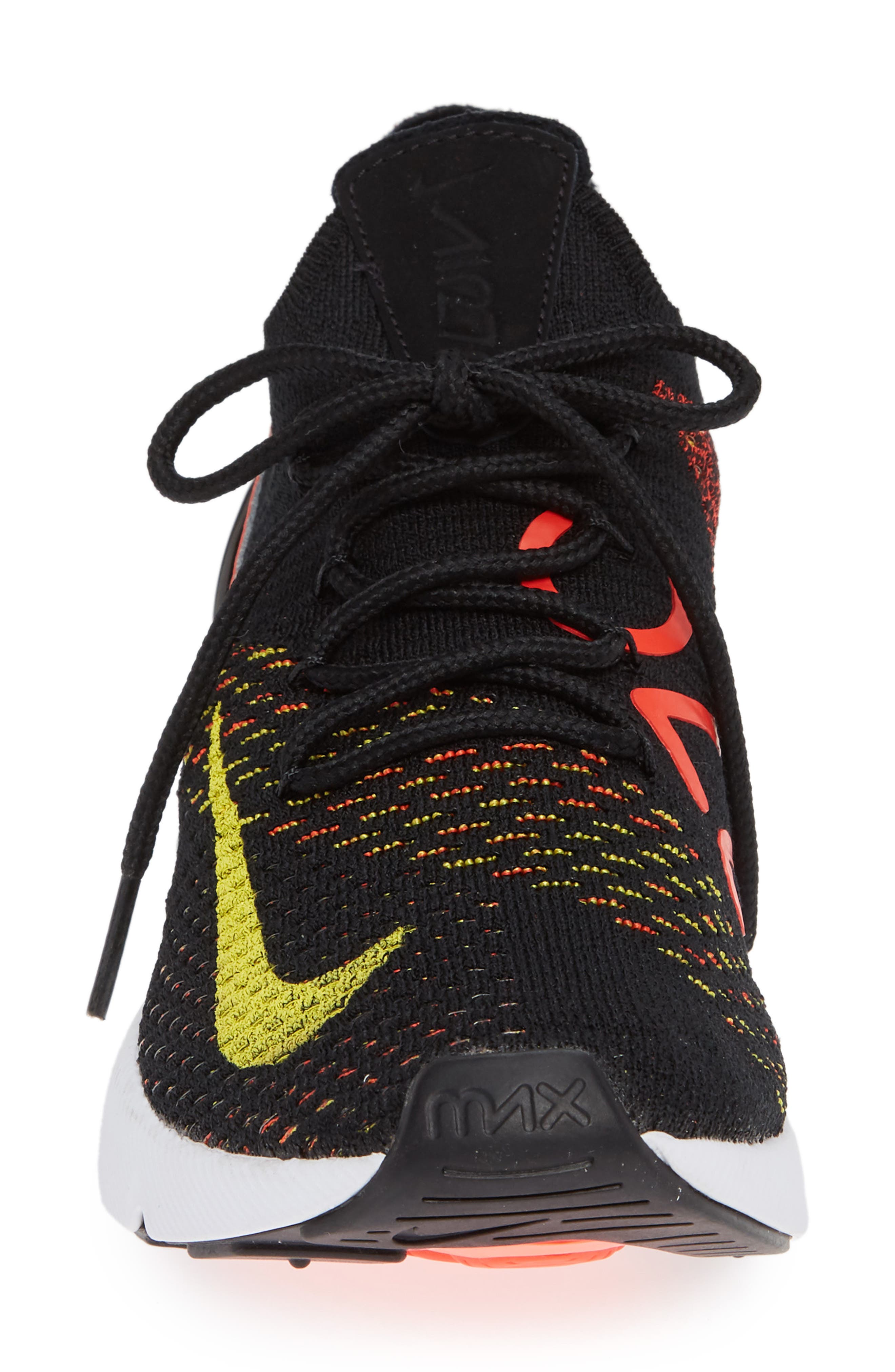 Air Max 270 Flyknit Sneaker, Alternate, color, BLACK/ YELLOW STRIKE/ CRIMSON