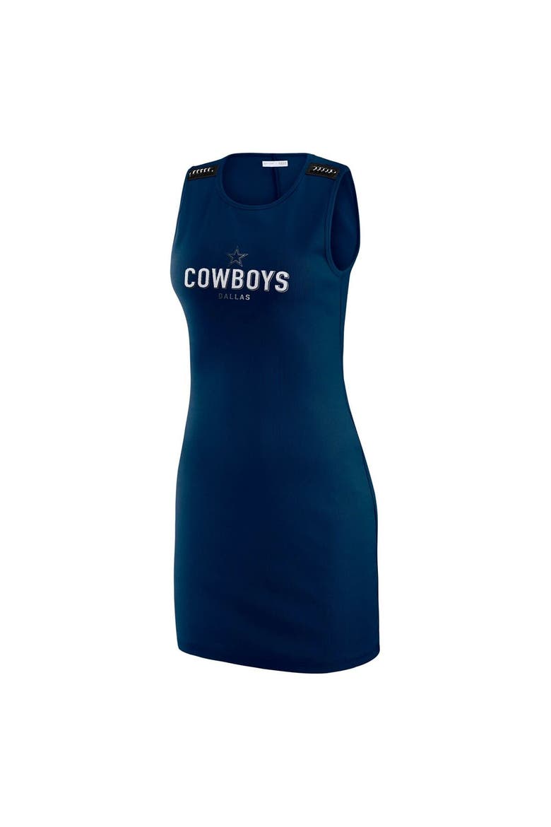 Women's WEAR by Erin Andrews x Gracie Hunt Navy Dallas Cowboys Ribbed Tank Dress, Alternate, color, Navy