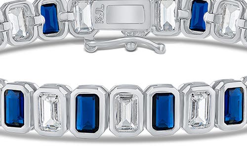 Cz By Kenneth Jay Lane Bezel Set Emerald Cut Cubic Zirconia Tennis Bracelet In Metallic