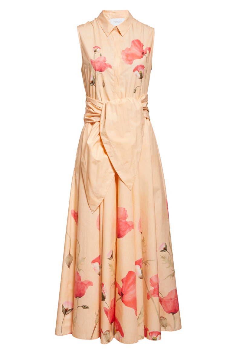 Poppy Print Tie Waist Cotton Poplin Shirtdress (Nordstrom Exclusive), Alternate, color, POPPIES POPELINE PRINT
